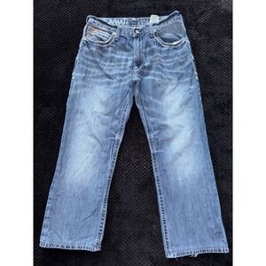 Ariat Men's Rebar M4 Low Rise Boot Cut Medium Wash Blue Denim Jeans Size 34